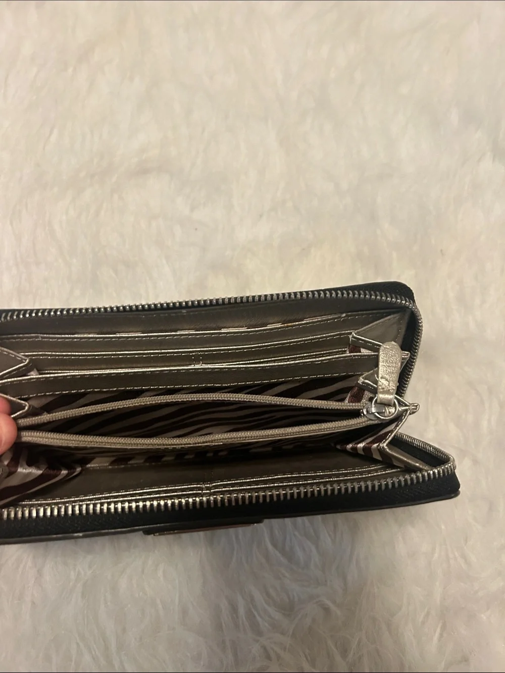 Dana Buchman Black Textured Zip-Around Wallet